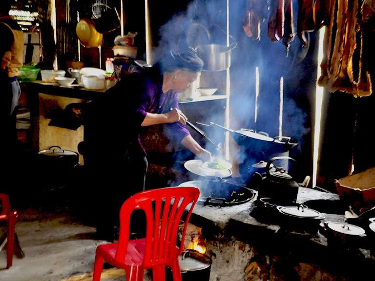 Mrs Hien's restaurant with open fire kitchen 