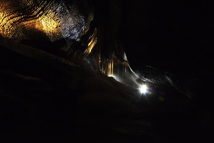 Water s from the top down, 1500m from the cave entrance