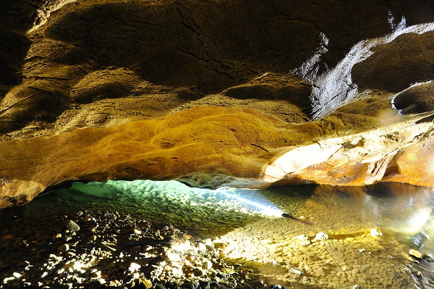 The stream leading to a sump 400m after the waterfall